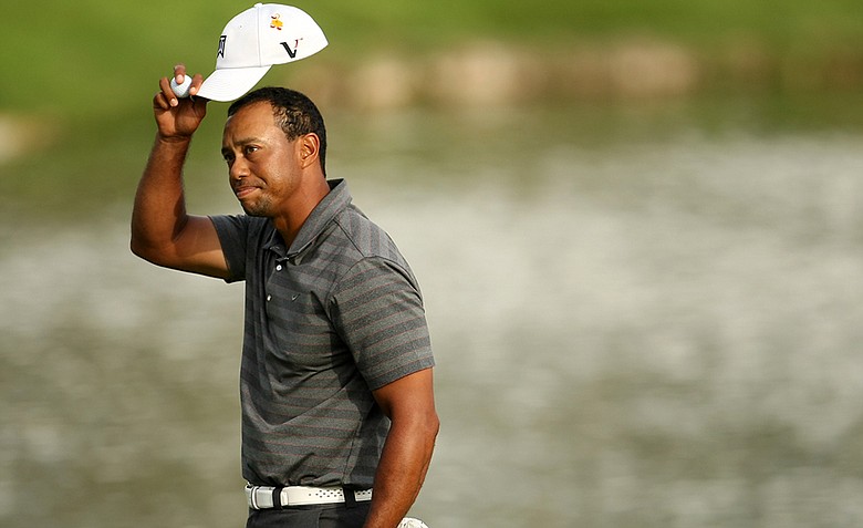 Tiger Woods at No. 18 during the third round of the Arnold Palmer Invitational.