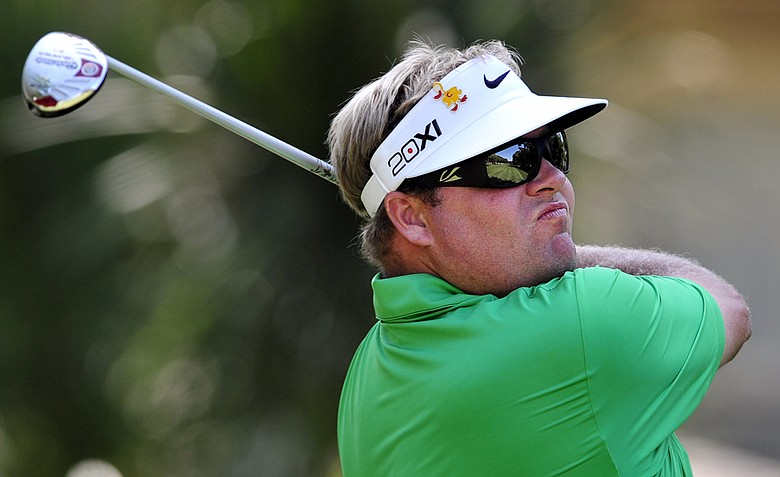 Carl Pettersson drives off the eighth tee during the final round of the RBC Heritage.
