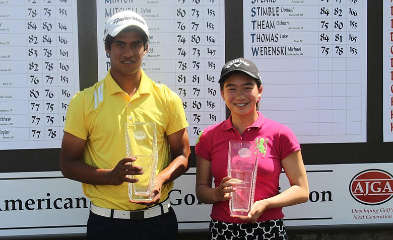 Rigel Fernandes (left) and Mika Liu (right), winners of the AJGA Under Armour/Vicky Hurst Championship.
