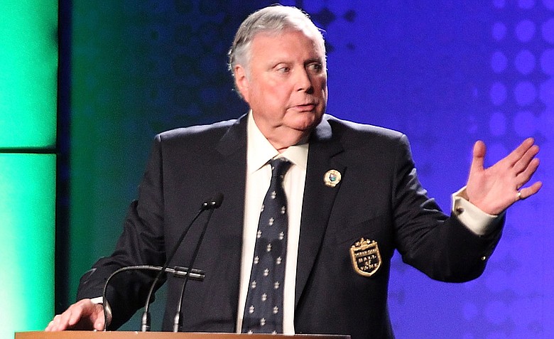 Peter Alliss at the 2012 World Golf Hall of Fame induction ceremony.
