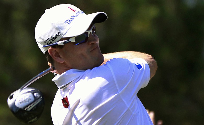 Zach Johnson hits from the ninth tee during the second round of the Players Championship.