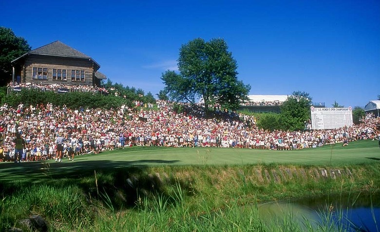 Crowds gather at Blackwolf Run's 18th hole during the 1998 U.S. Women's Open.