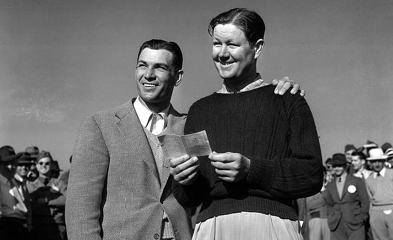 Ben Hogan, left, and Byron Nelson at the 1942 Masters.
