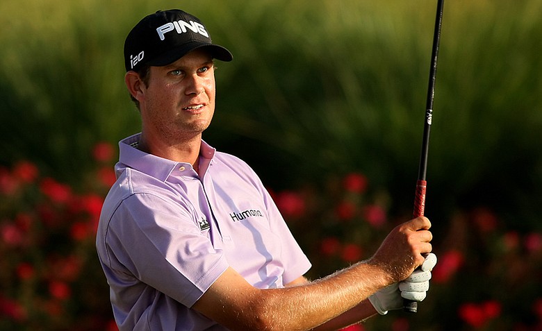 Harris English hits his tee shot at No. 18 on Saturday at The Players Championship at TPC Sawgrass. English dropped to T48 after the third round.