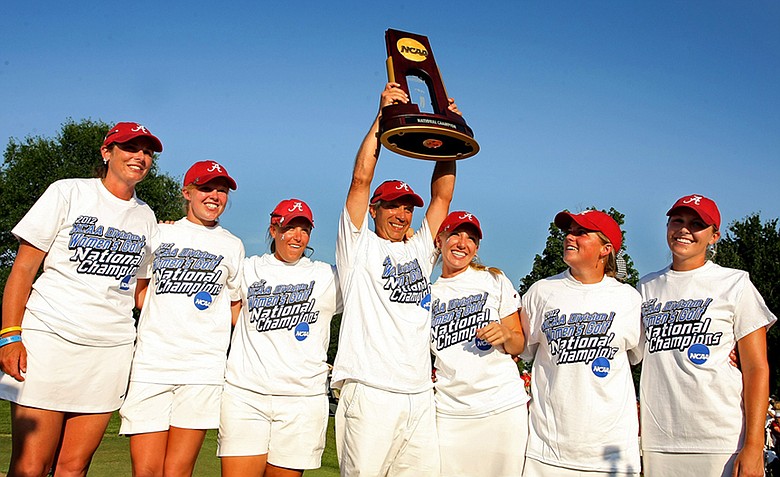 Alabama claims its first women's golf national championship at Vanderbilt Legends Club's North Course in Franklin, Tenn.