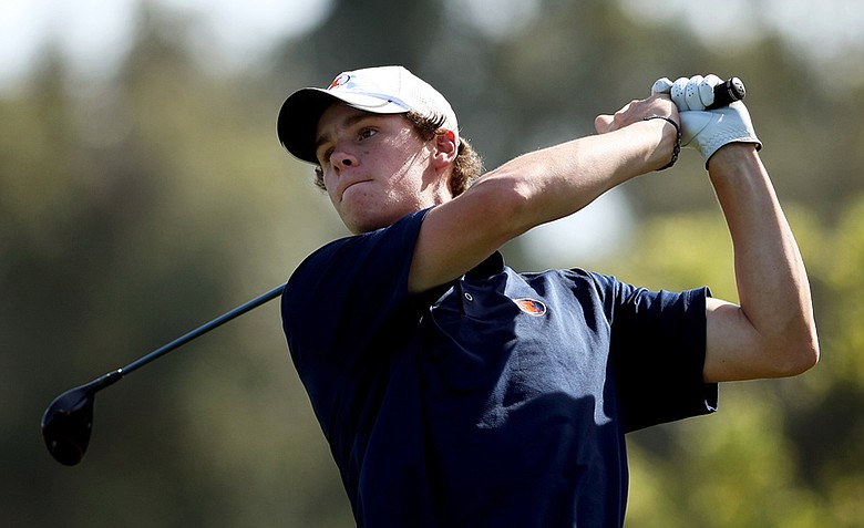 Thomas Pieters of Illinois hits his tee shot at No. 1 during the 2012 NCAA Championship at Riviera Country Club.