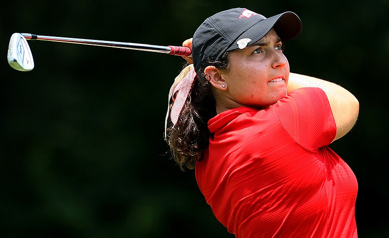 Emily Tubert hits her tee shot at No. 16 during the final round of the 2012 NCAA Division I Women's Golf Championships.