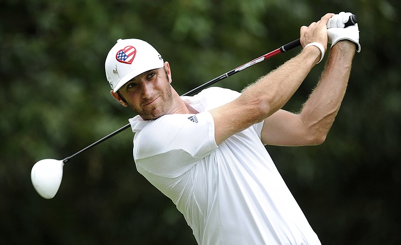 Dustin Johnson hits a drive on the seventh hole during the final round of the FedEx St. Jude Classic at TPC Southwind.