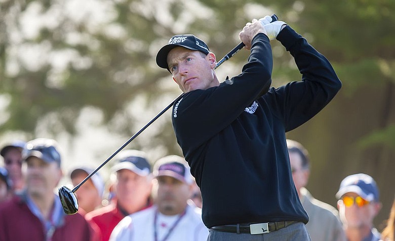 Jim Furyk tees off during the second round of the 112th US Open at the Olympic Club.