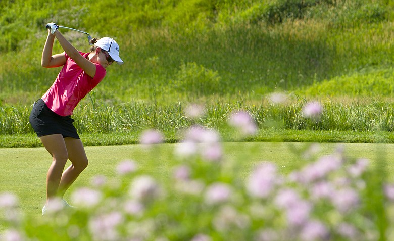 Cindy LaCrosse plays her tee shot on the sixth hole during the first round at the 2012 U.S. Women's Open at Blackwolf Run in Kohler, Wis. on Thursday, July 5, 2012.