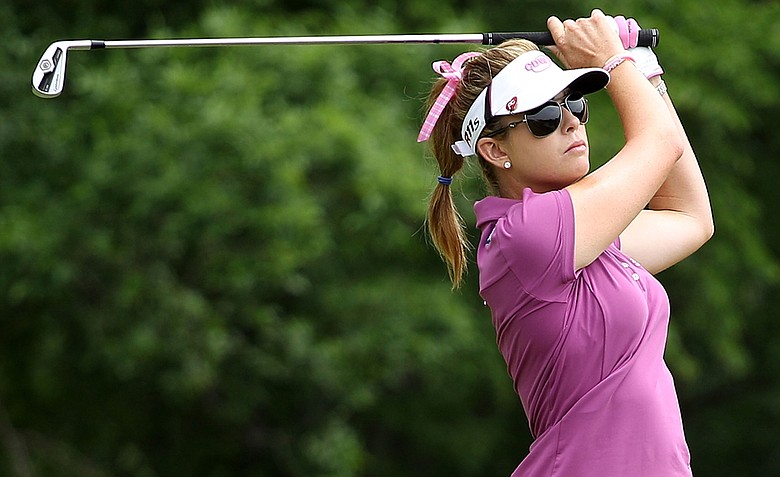 Paula Creamer hits her tee shot on the 17th hole during the third round of the 2012 U.S. Women's Open.