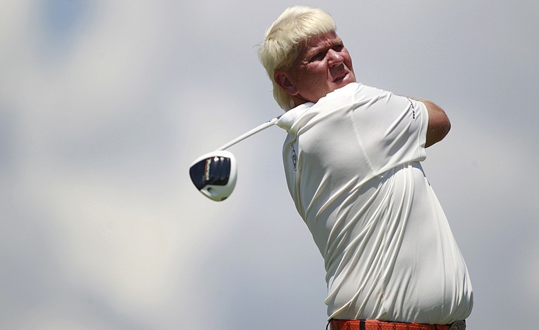John Daly watches his drive on the 15th hole during the first round for the PGA Championship golf tournament on the Ocean Course of the Kiawah Island Golf Resort in Kiawah Island, S.C., Thursday, Aug. 9, 2012.