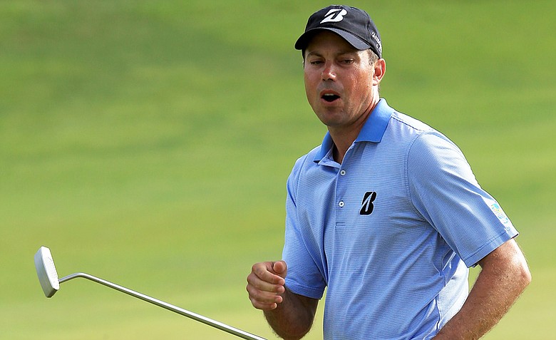 Matt Kuchar reacts after a putt on the tenth green during Round Two of the 94th PGA Championship at the Ocean Course on August 10, 2012 in Kiawah Island, South Carolina.