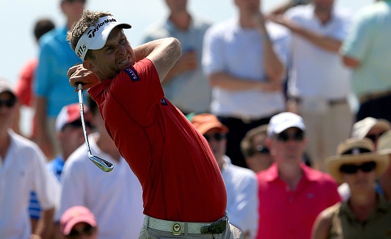 David Lynn hits off the 17th tee during the third round of the 94th PGA Championship at the Ocean Course.