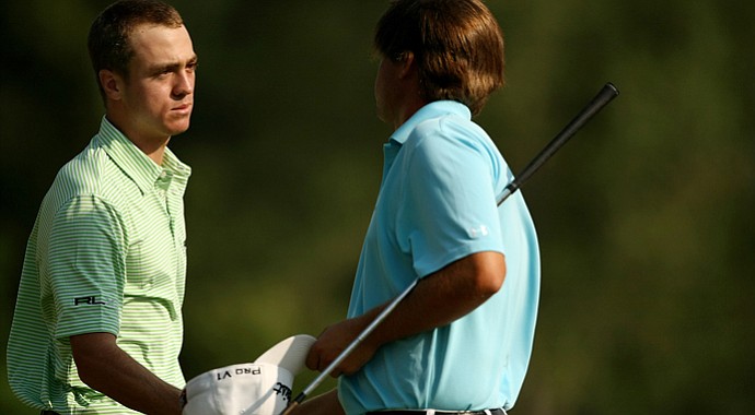 Justin Thomas defeated his Alabama teammate Bobby Wyatt during the Round of 16 at the 112th U. S. Amateur Championship at Cherry Hills Country Club.