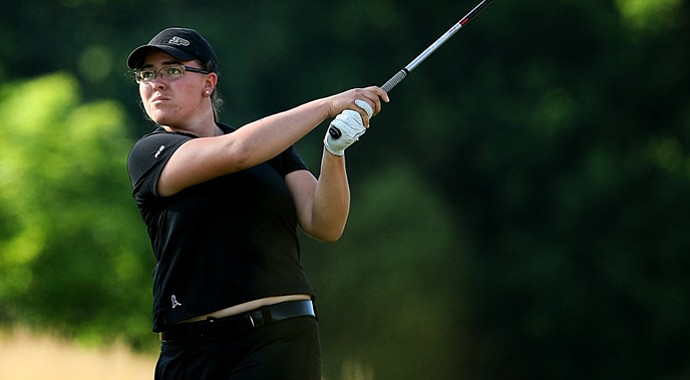 Purdue's Laura Gonzalez on Tuesday at the 2012 NCAA Division I Women's Golf Championships. Gonzalez is in second place with a 67 after Round 1.