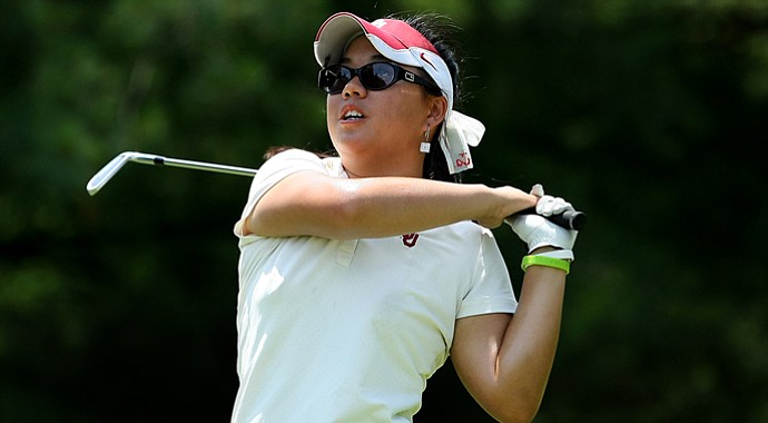 Oklahoma's Chirapat Jao-Javanil watches her tee shot at No. 16 on Thursday at the 2012 NCAA Division I Women's Golf Championships at Vanderbilt Legends Club. She posted a 70 in Round 3.