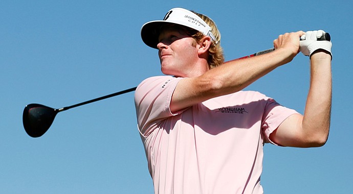 Brandt Snedeker watches his tee shot on the seventh hole during the final round of the Tour Championship.
