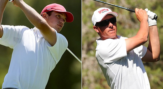Alabama's Cory Whitsett, left, and UNLV's Kevin Penner are tied for the lead after two rounds.