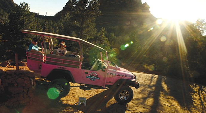 Taking a Pink Jeep Tour of the famous Red Rocks in the Coconino National Forest in Sedona, Ariz.