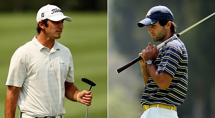 California standouts Max Homa (left) and Joel Stalter disagree on the anchoring ban proposal.