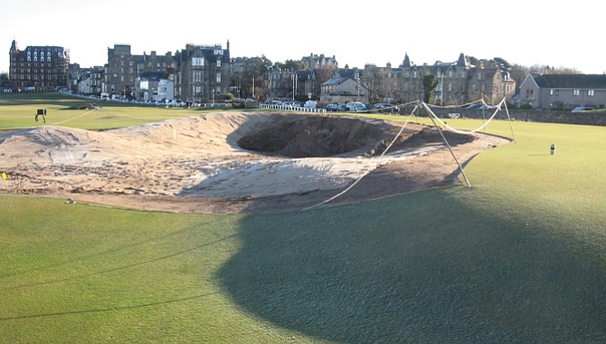 The iconic Road Hole bunker on No. 17 is being slightly widened and the green recontoured to be more receptive to approach shots.