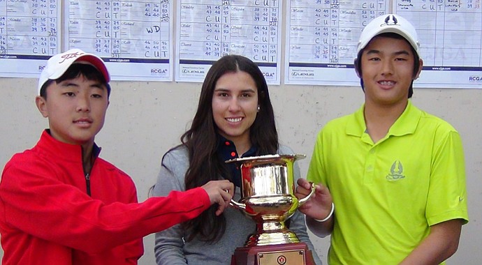 From left, Sam Jung, Maria Alejandra Villalobos and Robin Wang after winning their respective divisions of the CJGA World Junior Challenge at Innisbrook.