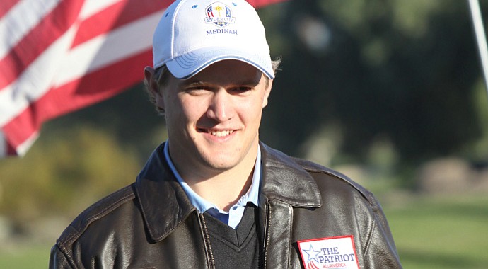 Sebastian Cappelen poses with the winner's trophy after dramatic victory on the 18th hole at the Patriot All-America.