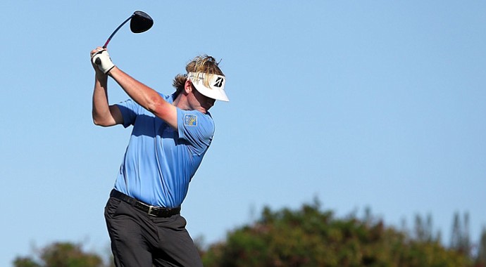 Brandt Snedeker hits a tee shot on the third hole during the second round of the Hyundai Tournament of Champions at the Plantation Course.