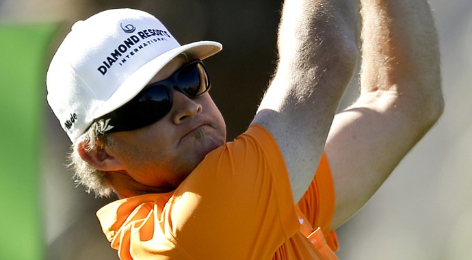 Brian Gay hits from the second tee during the final round of the Humana Challenge.