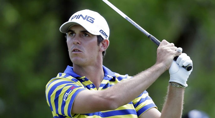 Billy Horschel watches his tee shot on the ninth hole during the third round of the Valero Texas Open.