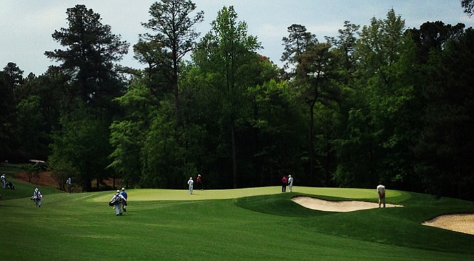 A look at the par-4 6th green, a reachable green off the tee.