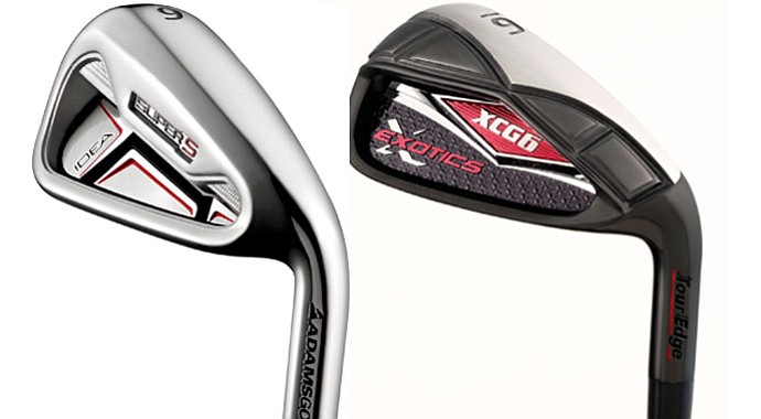 The Adams Super S and Tour Edge Exotics XCG6 irons may never be used by touring pros, but they're designed to deliver high performance for amateurs. And they're affordable.