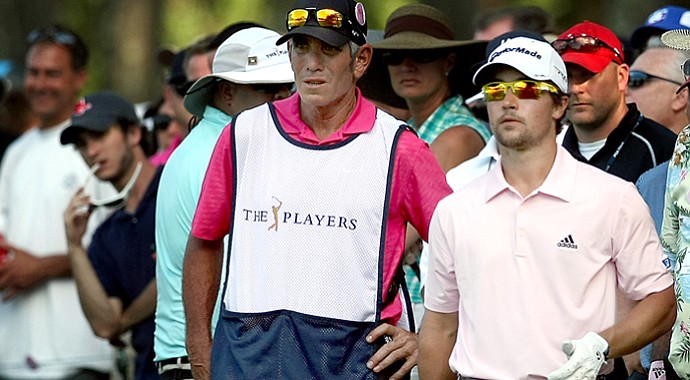 Casey Wittenberg with his caddie/coach a Adam Schriber in the final round of the 2013 Players Championship at TPC Sawgrass.