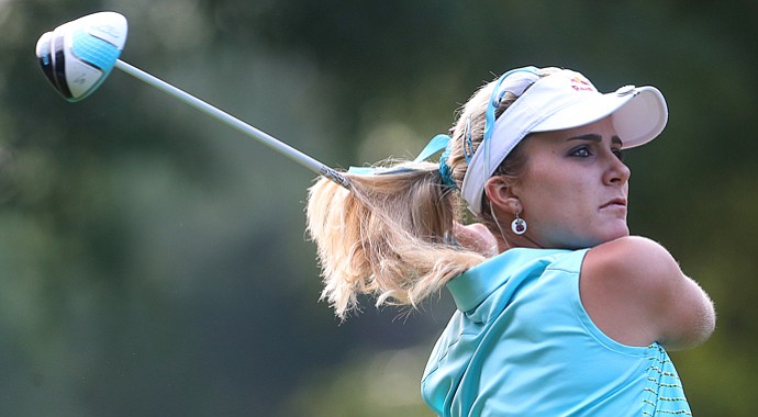 Lexi Thompson birdied four of her last five holes for a 7-under 65 and a share of the first-round lead Thursday with Eun-Hee Ji in the Mobile Bay LPGA Classic.