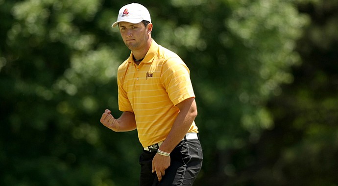 Jon Rahm of Arizona State makes birdie at No. 5 during the Round 1 of the 2013 NCAA Championship. Rahm posted a 61 in his first round.