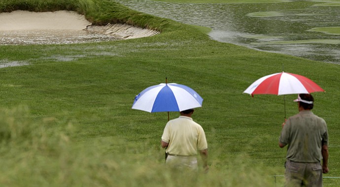 It looks as though the umbrellas will need to be brought back out at Merion on Thursday.