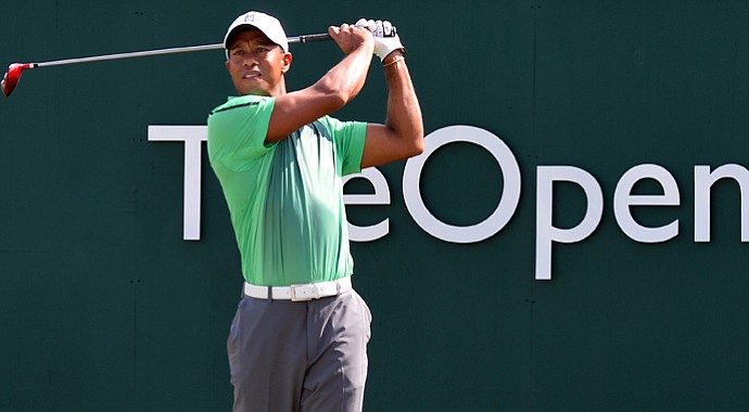 Tiger Woods played nine holes at Muirfield on Sunday.