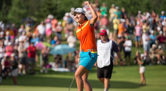 Hee Young Park celebrates her victory at the Manulife Financial LPGA Classic.