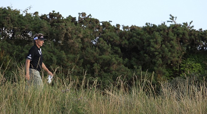 Bernhard Langer in action during the second round of The Senior Open Championship played at Royal Birkdale.