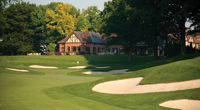 The 18th hole at Oak Hill East, site of the 2013 PGA Championship.
