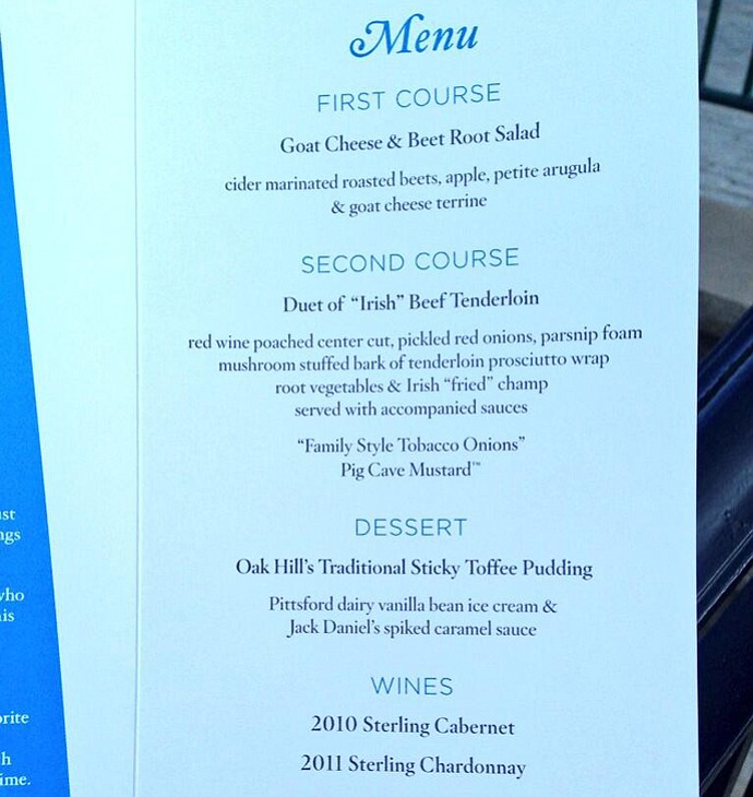 The PGA Championship Champions Dinner menu.