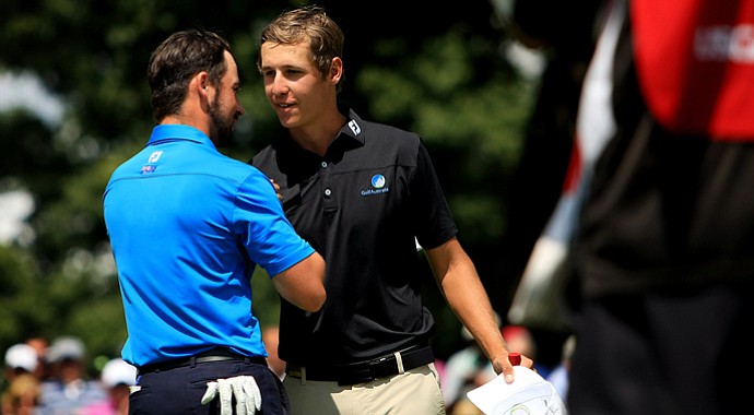 Oliver Goss defeated friend and fellow Australian teammate Brady Watt during the semifinals at the 2013 U. S. Amateur at The Country Club.