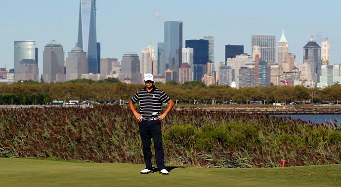 Gary Woodland fired a 3-under 68 on Saturday to grab a share of the 54-hole lead at the Barclays.