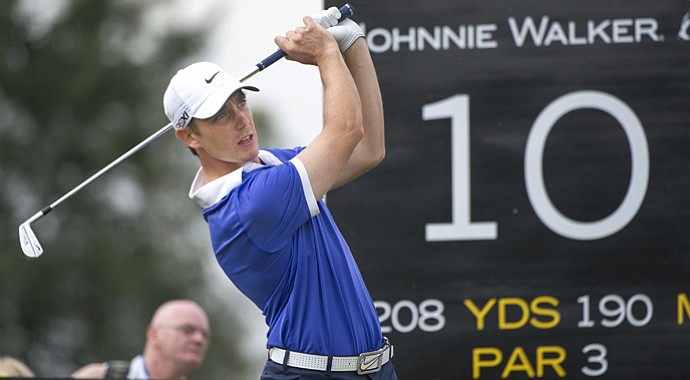 England's Tommy Fleetwood tees off at the 10th during the final day of the 2013 Johnnie Walker Championships at Gleneagles.