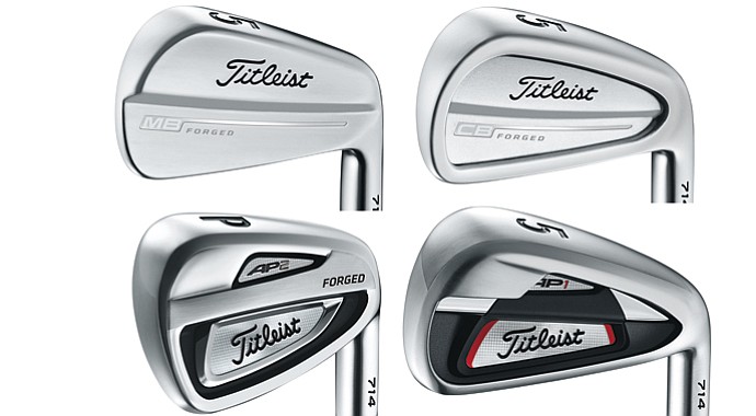 Titleist irons (clockwise, from top left): 714 MB, 714 CB, 714 AP1, 714 AP2