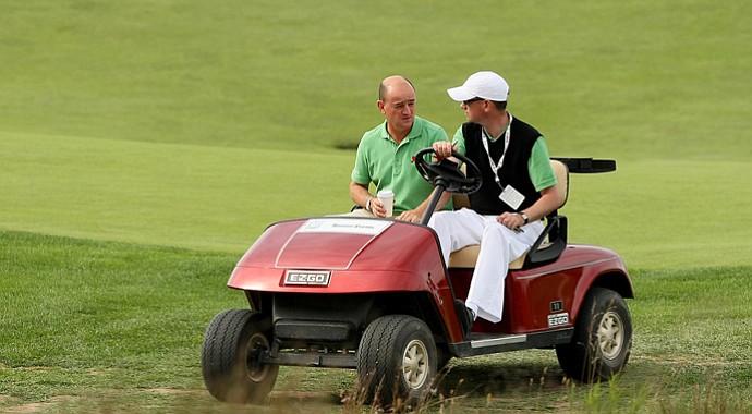 Nigel Edwards, left, returned to National Golf Links on Thursday.