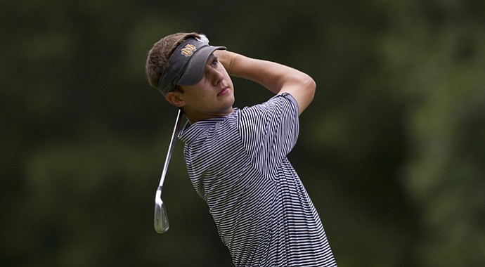Matthew Mattare hits a shot during U.S. Mid-Amateur Stroke Play.