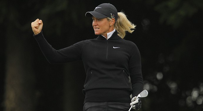 Suzann Pettersen made a hole-in-one and shot a 3-under 69 Friday, to jump out to a five-stroke lead after the second day of play at the LPGA Championship in Taiwan.