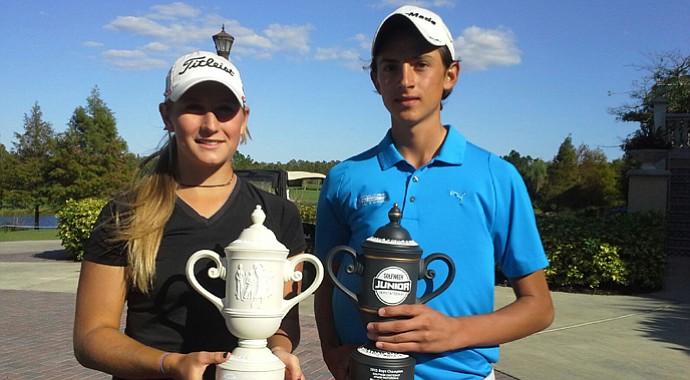 Bailey Tardy, left, and Luis Garza won the Golfweek Junior Invitational at Shingle Creek.